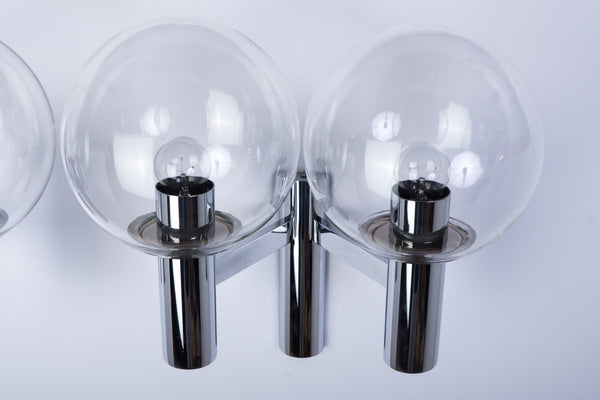 Pair Of Chrome And Glass Wall Sconces by OTT International