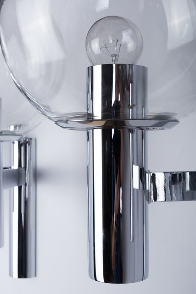 Pair Of Chrome And Glass Wall Sconces by OTT International