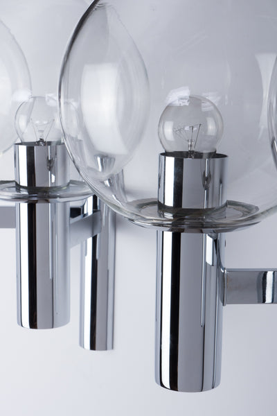 Pair Of Chrome And Glass Wall Sconces by OTT International