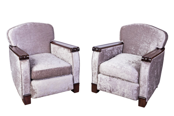 Exceptional Pair Of Club / Armchairs By Gaston Poisson