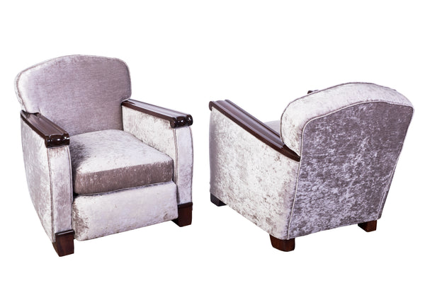 Exceptional Pair Of Club / Armchairs By Gaston Poisson