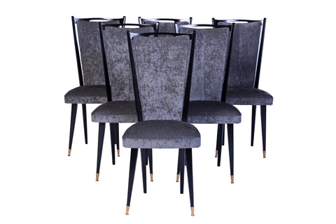 Stylish Set Of 6 Art Deco Dining Chairs
