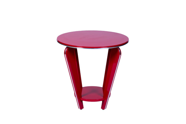 Art Deco Style Side Table In Crimson Lacquer
