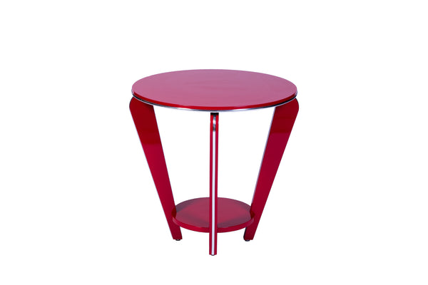 Art Deco Style Side Table In Crimson Lacquer
