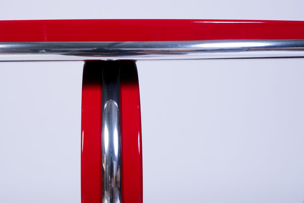 Art Deco Style Side Table In Crimson Lacquer