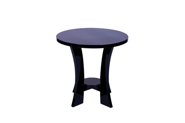 Elegant Art Deco Round Side Table Veneered In Burl