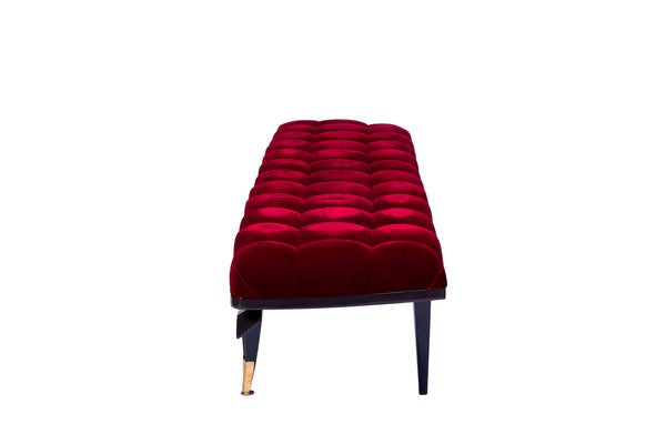 Ebonized Mohogany Bench in Vin de Lie Velvet
