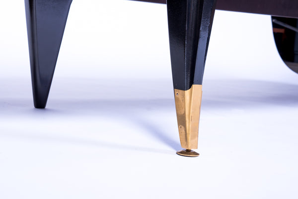 Ebonized Mohogany Bench in Vin de Lie Velvet