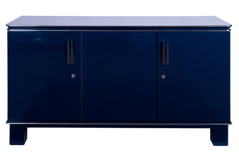 Stunning 1940's French Art Deco Sideboard In Metallic Cobalt