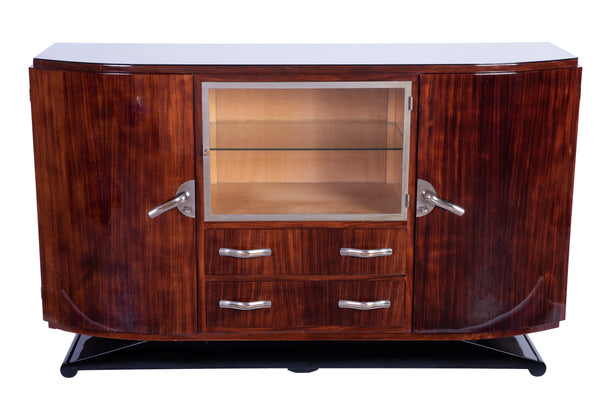 Luxe Art Deco Sideboard Credenza Showcase In Walnut