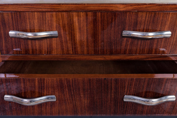 Luxe Art Deco Sideboard Credenza Showcase In Walnut