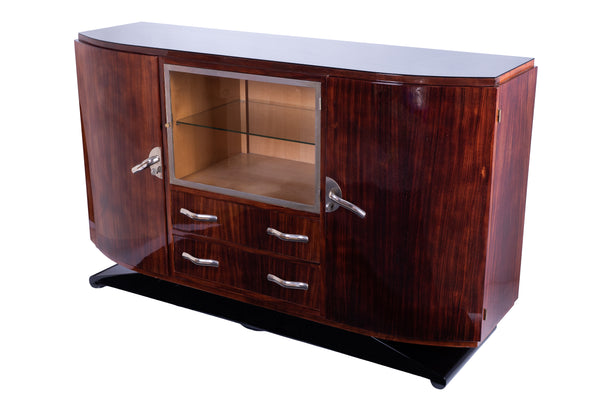 Luxe Art Deco Sideboard Credenza Showcase In Walnut