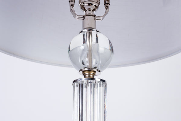 Luxe Pair of 1940's Stacked Crystal Table Lamps