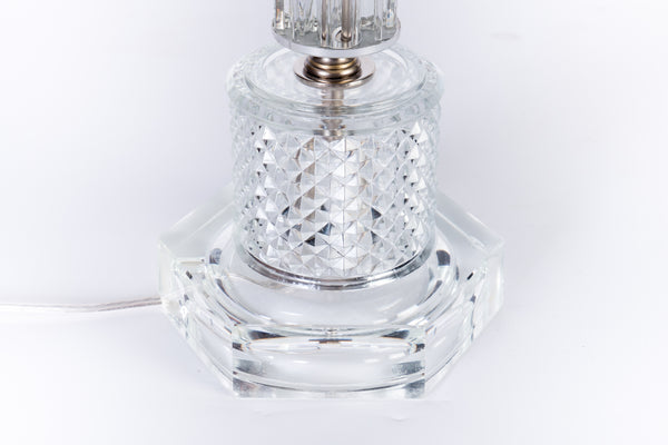 Luxe Pair of 1940's Stacked Crystal Table Lamps