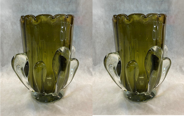 Pair Of Italian Murano Glass Vases