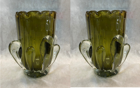 Pair Of Italian Murano Glass Vases