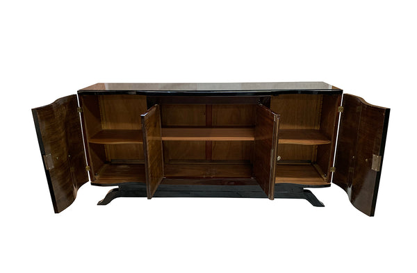 Luxe Art Deco Sideboard Credenza Buffet In Palisander And Black Lacquer