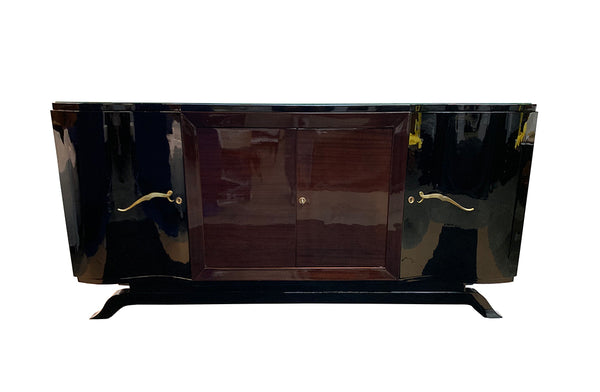 Luxe Art Deco Sideboard Credenza Buffet In Palisander And Black Lacquer