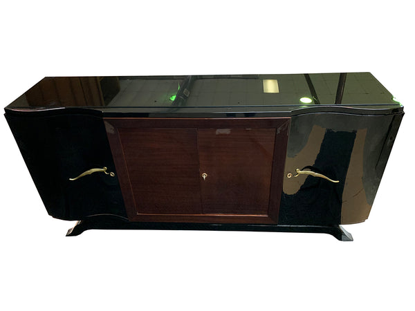 Luxe Art Deco Sideboard Credenza Buffet In Palisander And Black Lacquer