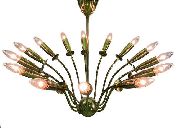Beautiful 1950's Brass Sputnik Chandelier