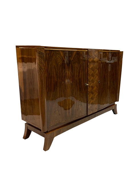 Luxe French Art Deco Walnut Sideboard / Buffet / Credenza