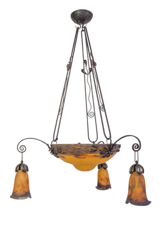 Elegant 1920's French Art Deco Chandelier Signed "Muller Fres Luneville" - Art Deco Antiques
 - 1