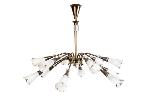 Mid-Century Genet et Michon Chandelier With Shades by Sevres - Art Deco Antiques
 - 7