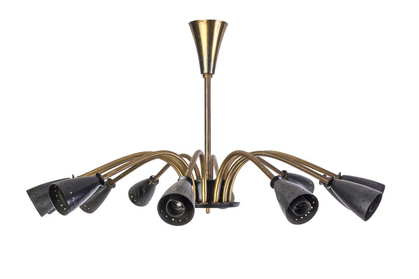 Striking 1950's Mid-Century Modernist Black Spider 12-Light German Sputnik Chandelier - Art Deco Antiques
 - 1