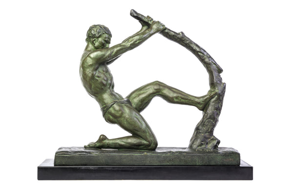John RONCOURT - Statue ART DECO "human force" - Regulates bronze patina - Art Deco Antiques
 - 1