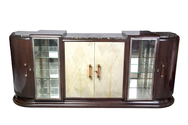 Colossal French Art Deco Buffet / Sideboard With Parchment Covered Doors - Art Deco Antiques
 - 1