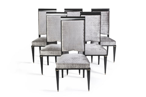 Stunning Set Of Six (6) French Art Deco Dining Chairs by Jules Leleu - Art Deco Antiques
 - 1
